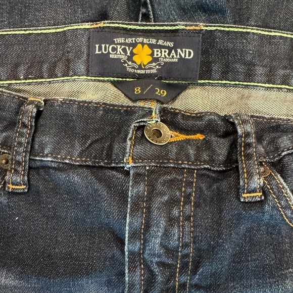 Lucky Brand Abbey Denim Shorts size 8/29 Dark Acid Wash Raw Hem Casual Comfort - Picture 3 of 3